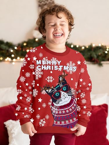 Ugly Christmas Sweatshirts For Kids Xmas Animal Pullover 5-14 Years | 5-14 Years,Soft Fabric,Novelty,Party,Long Sleeve - Image 3