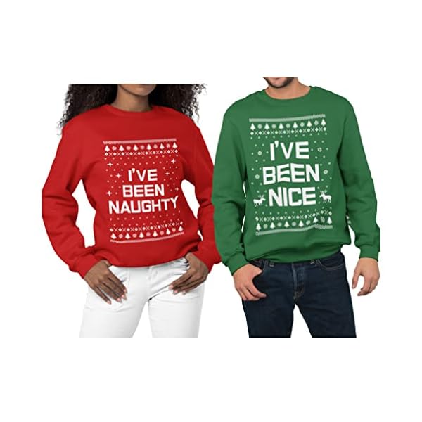 Tstars Naughty And Nice Matching Christmas Sweatshirt Set