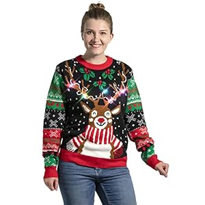 Light Up Ugly Christmas Sweater For Men,Led Funny Xmas Pullover For Party
