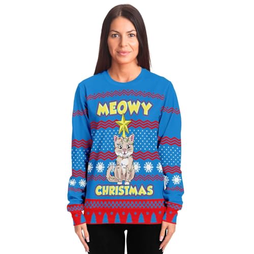 Meowy Christmas Sweatshirt | Unisex Ugly Christmas Sweater, Xmas Sweater, Funny Holiday Sweater, Funny Shirt - Image 4
