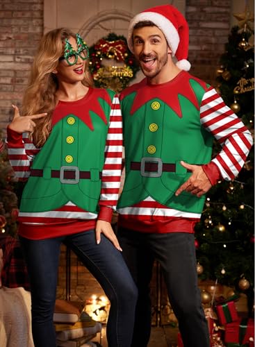 Mainfini Unisex Christmas Sweatshirts 3D Funny Classic Graphic Adult Xmas Pullover (S-3Xl)