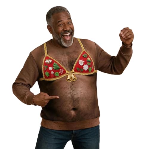 Mens Christmas 3D Ugly Crewneck Sweatshirt Womens Sweater Funny Shirts Tops - Image 2