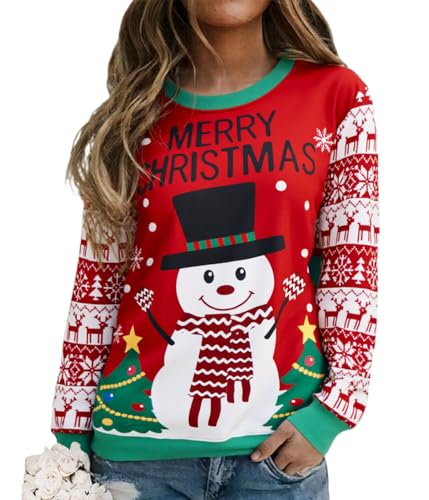 Barlver Women Christmas Fleece Sweaters Long Sleeve Fuzzy Sweatshirts Holiday Graphic Shirts
