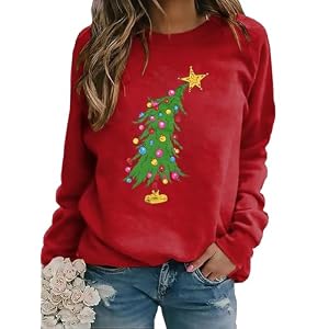 Christmas Sweatshirts For Women Cute Christmas Tree Graphic Long Sleeve Shirt Xmas Holiday Party Pullover Blouse 1 41Uksfhahol. Ss300