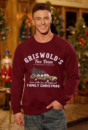 Arvilhill Mens Fleece-Lined Christmas Sweatshirts Raglan Vintage Classic Graphic Pullover (S-3Xl)