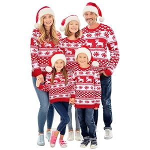 Xaatren Ugly Christmas Matching Family Sweater Xmas Knit Outfit With Hat Pullover Sweaters Classic Traditional Holiday Jumper 5 51W6Vk8Erql. Ss300