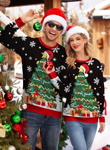 Mainfini Unisex Ugly Christmas Sweatshirts Adult Funny 3D Xmas Pullover (S-3Xl)