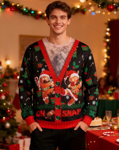 Uideazone Mens Ugly Christmas Sweatshirts Funny 3D Graphic Pullover Shirts - Image 2
