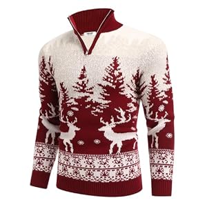 Coofandy Men'S Quarter Zip Pullover Sweater Casual Zip Up Polo Sweater Knit | 1/4 Zip, Ribbed Cuff, Mock Neck, Xmas Snowflake Reindeer Pattern, Classic Fit, Fall Winter Fashion, Christmas New Year Outfit 1 51Pwa4Ldyol. Ss300