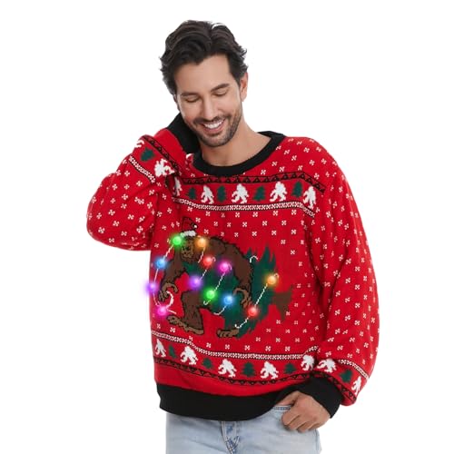 Hsctek Light Up Adults Christmas Knitted Sweater, Ugly Xmas Pullovers Men - Image 2