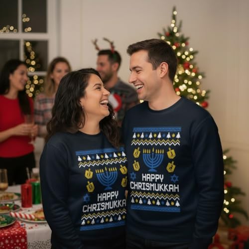 Tstars Chrismukkah Sweater Men Funny Jewish Hanukkah Christmas Holiday