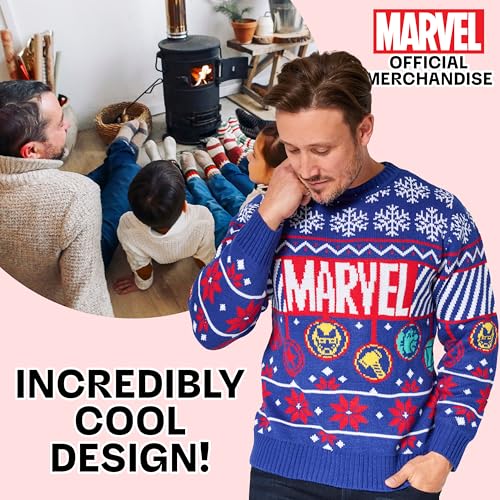 Marvel Ugly Christmas Sweater Men Teens Crew Neck Pullover