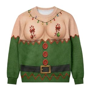 Fake Hairy Chest Santa Christmas Sweatshirt, Customisable
