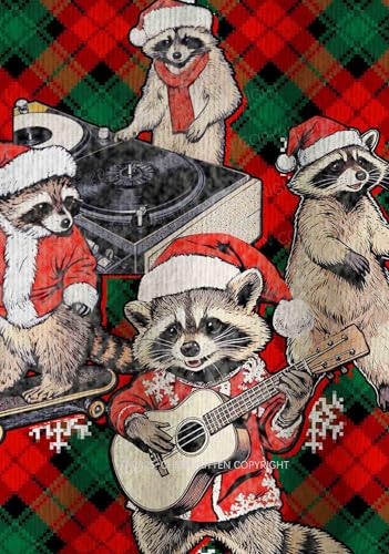 Raccoon Concert Y2K Christmas Knit Sweatshirt Holiday Party Pull Over Sweatershirt - Image 7