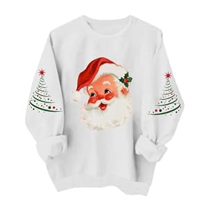 Women'S Retro Santa Crew Neck Christmas Sweatshirt