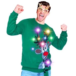 Blackbark Led Ugly Christmas Sweater - Light Up, Novelty Long Sleeve, Funny Knitted Pullover With Lights For Men Women 2 Blackbark Led Ugly Christmas Sweater