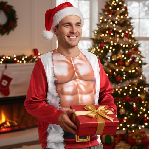 Ugly Christmas Sweatshirt With Santa Hat - Image 2