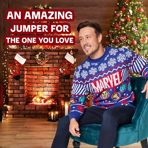 Marvel Ugly Christmas Sweater Men Teens Crew Neck Pullover