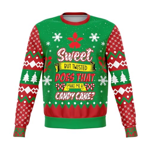 Sweet But Twisted Sweatshirt | Unisex Ugly Christmas Sweater, Xmas Sweater, Funny Holiday Sweater, Funny Shirt M Green