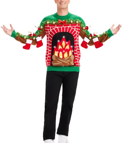 Tipsy Elves Light Up Ugly Christmas Sweaters For Men - Funny Holiday Pullover With Led Lights For Winter Gatherings 1 Tipsy Elves Light Up Ugly Christmas Sweaters For Men