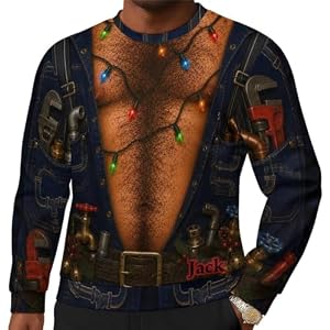 Personalised Fake Chest Hair Christmas Sweatshirt For Men