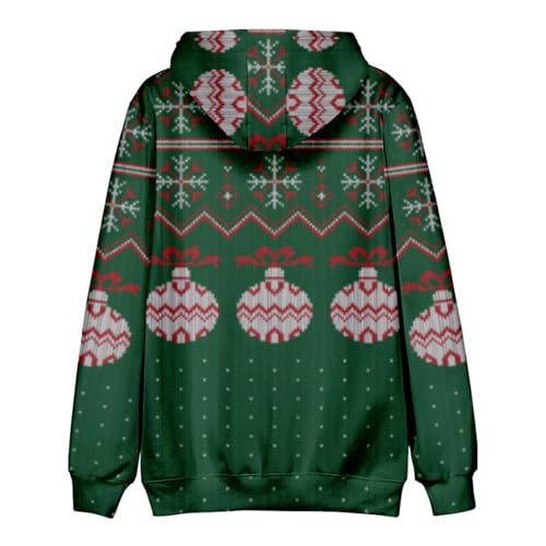 Mens Graphic Hoodies Christmas Elk Printed Hooded Flannel Warm Ugly Christmas Sweatshirt Oversized Unisex Winter Pullover - Image 2
