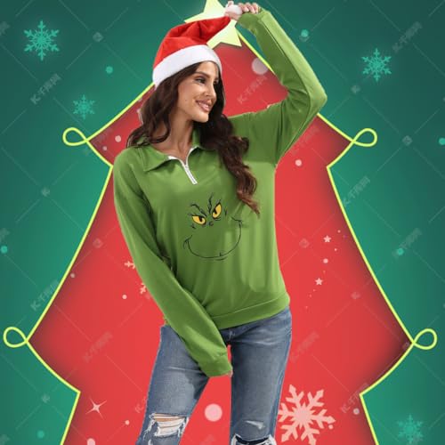 New Pullover Ugly Christmas Sweaters Cartoon Character Green Monster Print Unisex Sweatshirt With Christmas Hat 2 New Pullover Ugly Christmas Sweaters Cartoon Character Green Monster Print Unisex Sweatshirt With Christmas Hat - Image 2