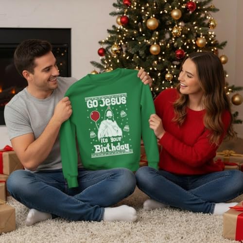 Tstars Birthday Boy Jesus Ugly Christmas Sweatshirt Men Funny Xmas Holiday