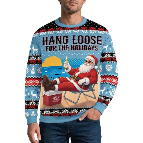 Mens Christmas Crewneck Sweatshirt Funny Xmas Graphic Pullover Tops