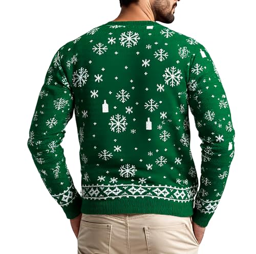 Ugly Christmas Sweater For Men Funny Santa Beer Snowflake Pullover - Image 2