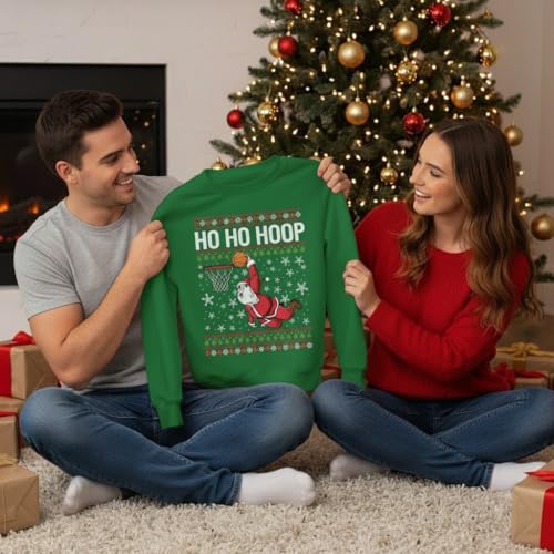 Tstars Merry Swishmas Basketball Ugly Christmas Sweatshirt Men Holiday | Soft Fleece Basketball Sweatshirt; Great For Christmas, Ugly Sweater Party, Hoops Fans, Holiday Men Gift - Image 4
