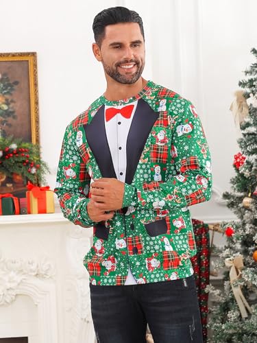 Lovekider Mens Ugly Christmas Sweater Novelty 3D Graphic Long Sleeve Junior Xmas Sweatshirt Size S-3Xl