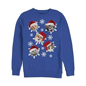 Lost Gods Men'S Ugly Christmas Cat Snowflakes Sweatshirt 1 Lost Gods Men’S Ugly Christmas Cat Snowflakes Sweatshirt