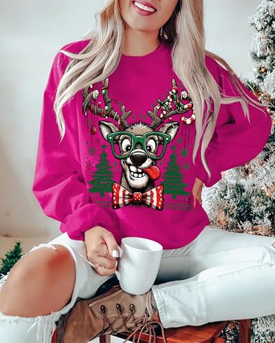 Ugly Christmas Sweatshirts Women Oversized Funny Reindeer Graphic Sweater 3 Ugly Christmas Sweatshirts Women Oversized Funny Reindeer Graphic Sweater - Image 3