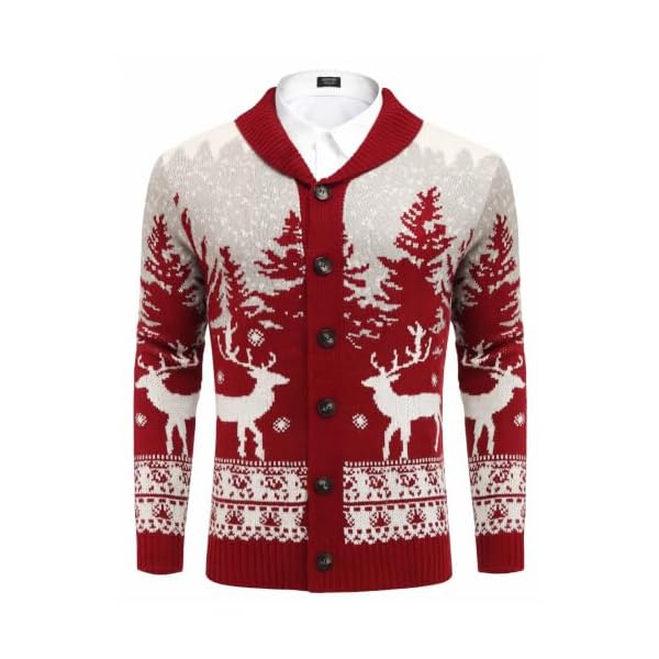 Coofandy Shawl Collar Knitted Christmas Cardigan