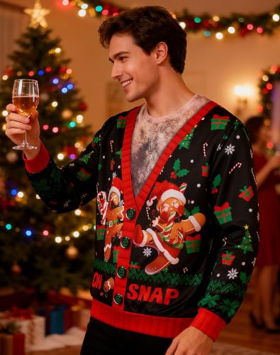 Uideazone Mens Ugly Christmas Sweatshirts Funny 3D Graphic Pullover Shirts - Image 3