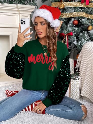 Christmas Sequin Sweater Womens Believe Christmas Sweatshirt Crewneck Long Sleeve Xmas Holiday Knit Pullover Top 2 Christmas Sequin Sweater Womens Believe Christmas Sweatshirt Crewneck Long Sleeve Xmas Holiday Knit Pullover Top - Image 2