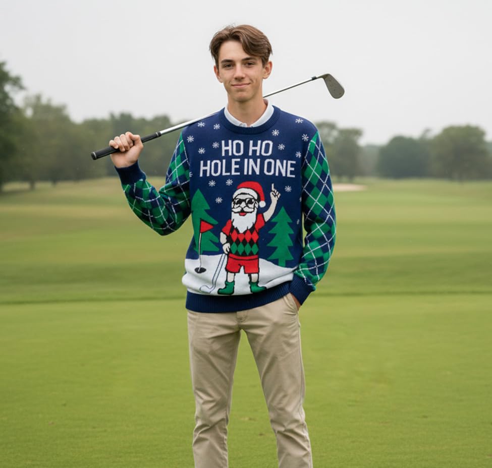 Tstars Santa Sports Ugly Christmas Sweater Men Basketball Hockey Golf | Soft Knit Ugly Christmas Sweatshirt; Great For Holiday Party, Sports Fans, Basketball Hockey Golf, Xmas Gift - Image 5