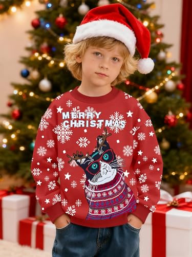Ugly Christmas Sweatshirts For Kids Xmas Animal Pullover 5-14 Years | 5-14 Years,Soft Fabric,Novelty,Party,Long Sleeve - Image 2