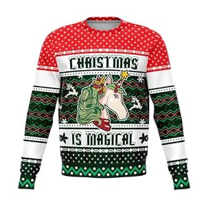 Magical Unicorn Christmas Jumper, Green