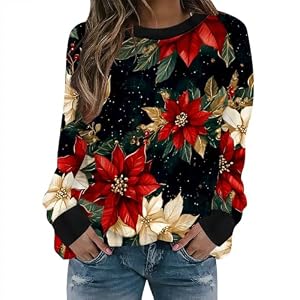 Neyaolk Floral Christmas Sweatshirt For Women, Loose Fit