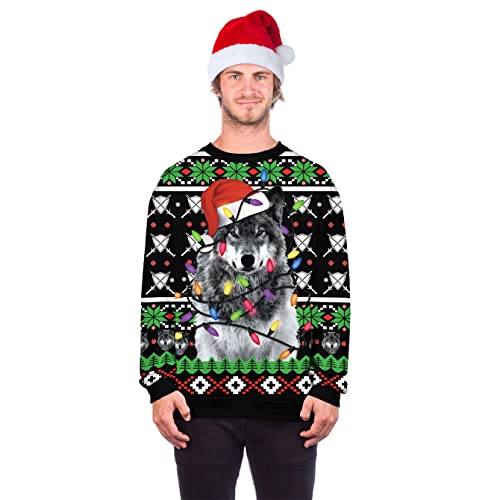 Unisex 3D Printed Christmas Sweatshirts Crew Neck Long Sleeve Loose Top Xmas Pullover