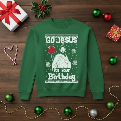 Tstars Birthday Boy Jesus Ugly Christmas Sweatshirt Men Funny Xmas Holiday