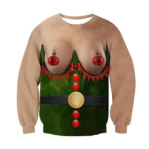 3D Naked Santa Dog Christmas Sweatshirt, Unisex