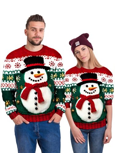Gtetkde Unisex Ugly Christmas Sweatshirts 3D Printed Funny Graphic Long Sleeve T-Shirt Crewneck Sweatshirts (Snowman