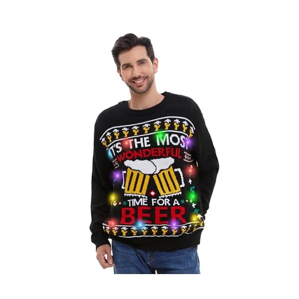 Hsctek Light-Up Knitted Christmas Jumper With Batteries