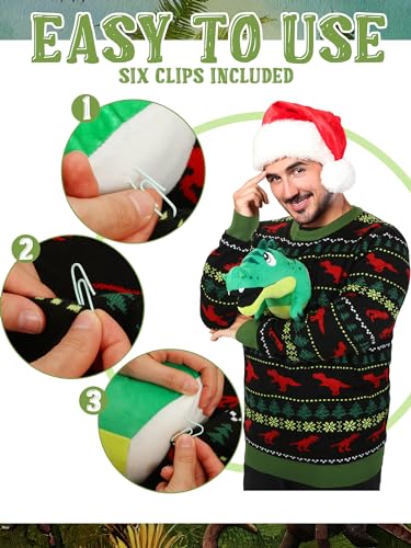 Liitrsh 3D Christmas Dinosaur Adult Ugly Sweater Xmas Funny Long Sleeve Knit Sweater For Men Women Holiday Party