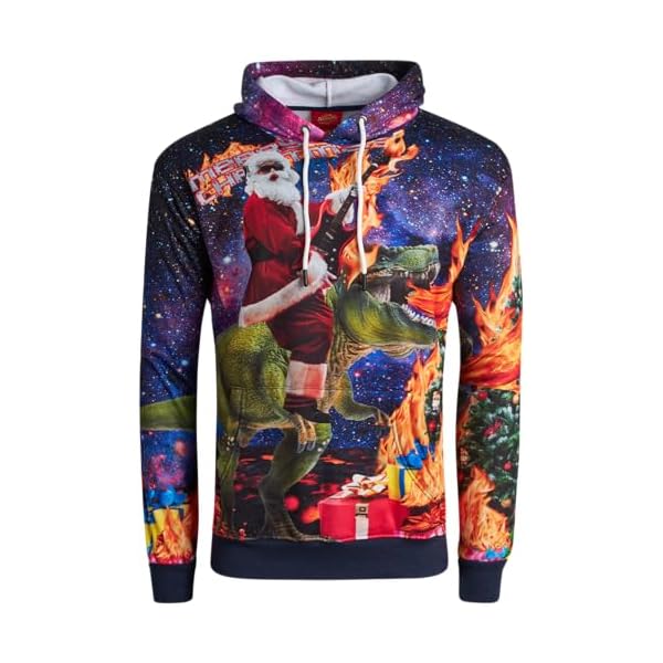 Threadcraft Elf And Santa Christmas Hoodie For Men