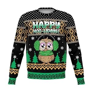 Happy Owl-Idays Owl Christmas Jumper, Green