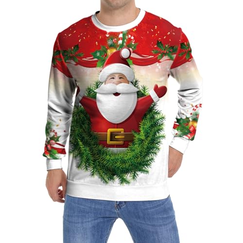 Eciodci Unisex Christmas Ugly Sweatshirt 3D Christmas Tree Xmas Lights Print Pullover Long Sleeve Sweatshirts For Merry Party 2 Eciodci Unisex Christmas Ugly Sweatshirt 3D Christmas Tree Xmas Lights Print Pullover Long Sleeve Sweatshirts For